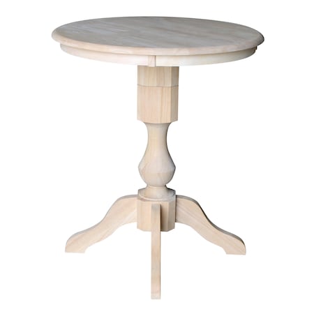 International Concepts Round 30 in Round Top Pedestal Table, 40.9 inH, Unfinished, 30 in W, 30 in L, 40.9 in H, Wood K-30RT-11P-2
